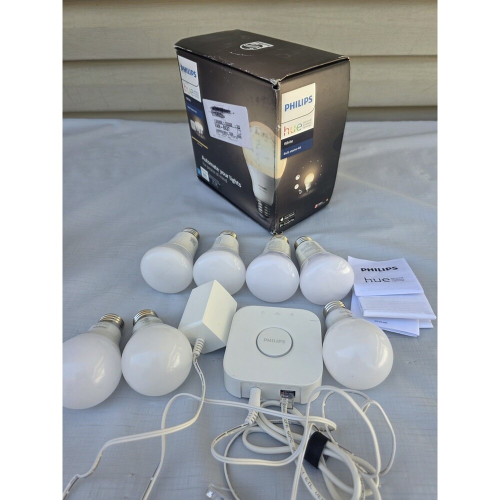 Philips - Hue White A19-W/7 bulbs Bluetooth 75W Smart LED Starter Kit
